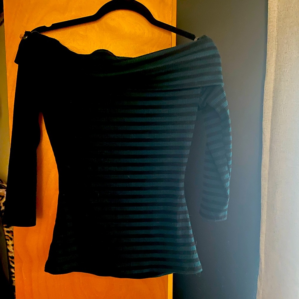Unique Vintage Like-New, Striped, Off the Shoulder Top